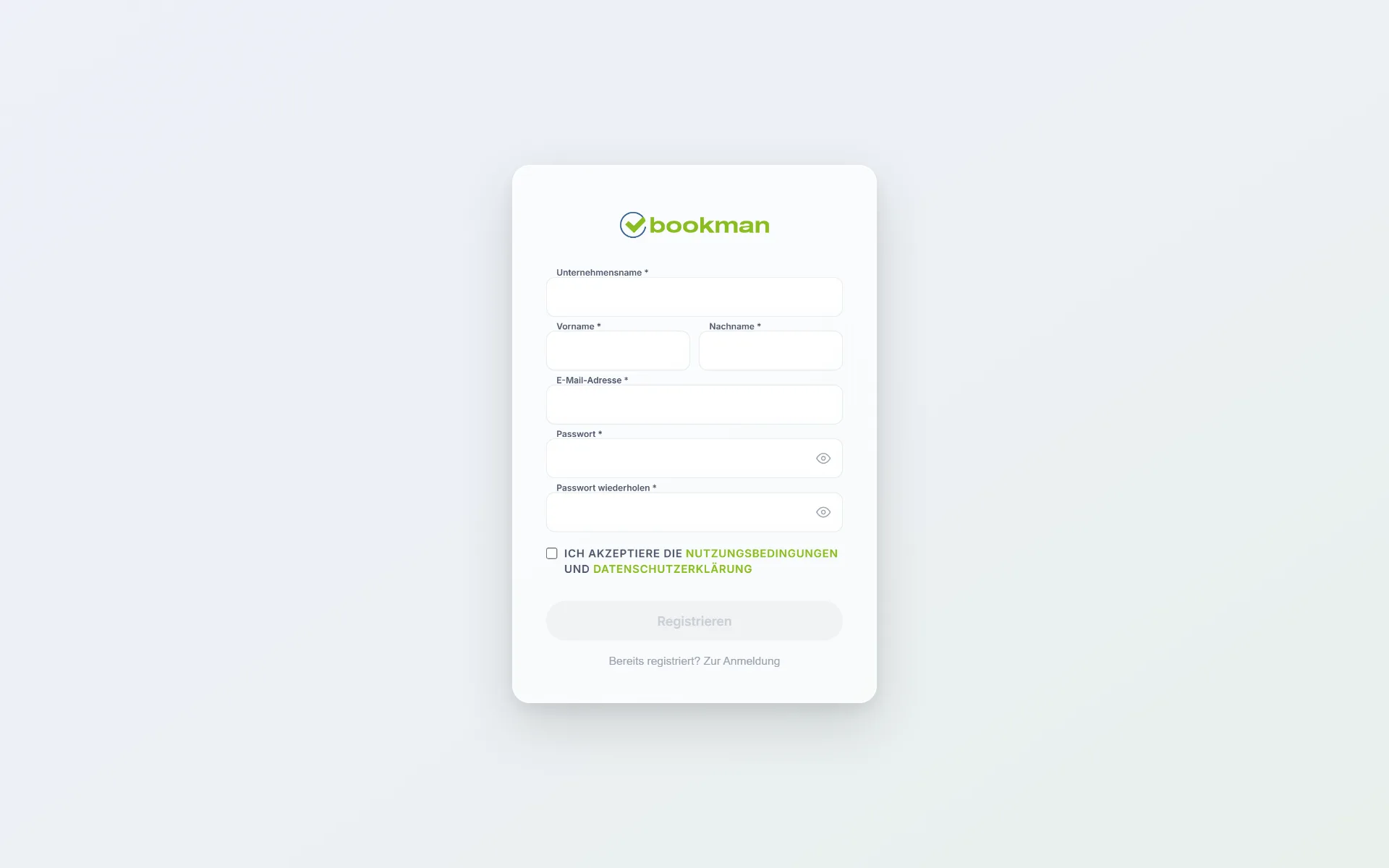 bookman Registrierung – Konto in einer Minute anlegen
